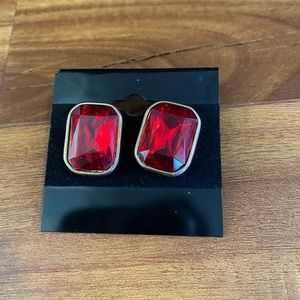 Vintage, red rhinestone earrings